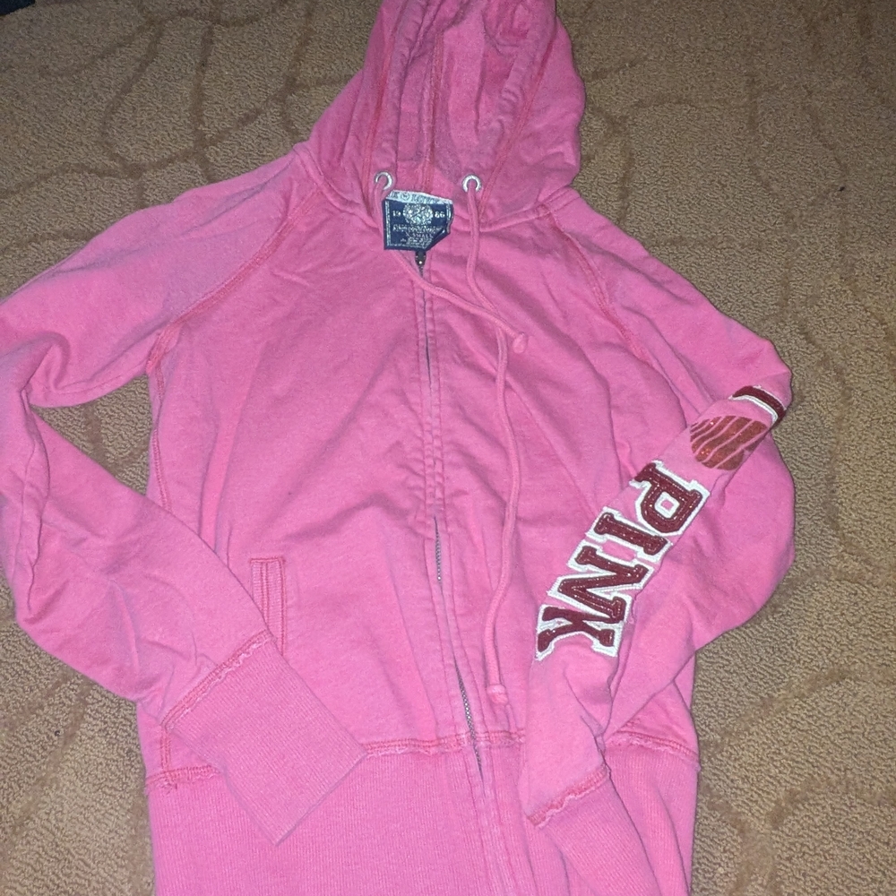 PINK Victoria's Secret  Zip-Up Hoodie SWEATSHIRT JACKET SMALL S Y2K VINTAGE